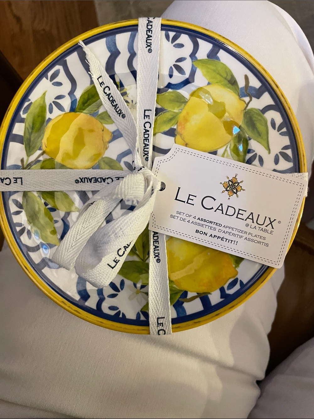 Lemon Ceramic Appetizer Plates - Set of 4, Yellow